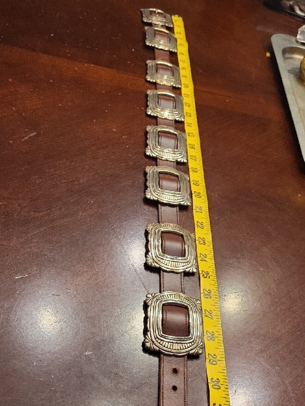 AUTHENTIC Vtg. Lady Nadim Leather Western Concho Belt, Small - Picture 12 of 12